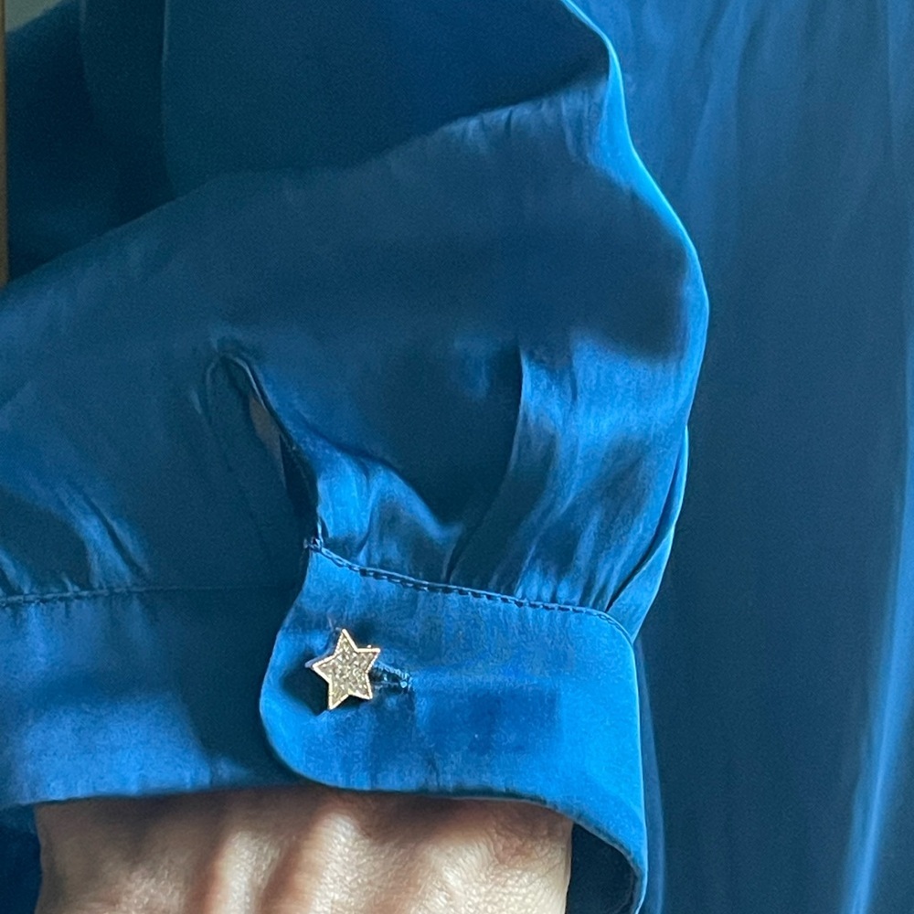 ZADIG & VOLTAIRE NWT Blue Rima Satin Midi Dress - Overseas Star Button Detail - Picture 6 of 16